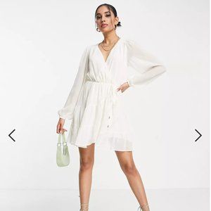 ASOS | Ever New Petite frill collar ruffle mini dress in white | Size 6